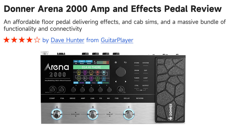 Donner Arena 2000 Amp and Effects Pedal Review by Dave Hunter from GuitarPlayer