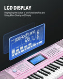 Donner DEK-610S 61 Key Pink Electronic Keyboard Kit with Stand Stool Microphone for Beginner