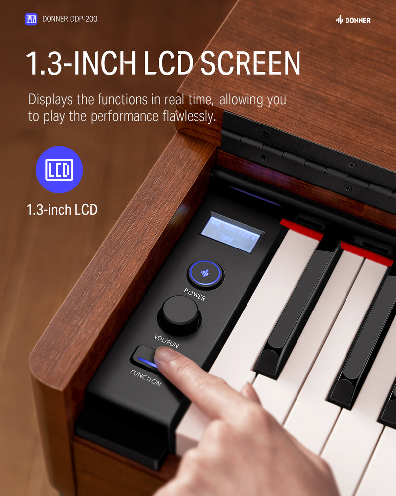 Donner DDP-200 Professional 88 Key Weighted Dynamic Graded Hammer Action Wooden Upright Digital Piano