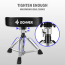 Donner Adjustable Heavy Duty Drum Throne Widened Motorcycle Style Seat Padded Stool for Home/Show