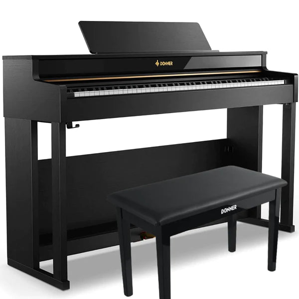 Donner DDP-400 Professional 88 Key Weighted Progressive Hammer Action Upright Digital Piano - Patented Extended Cabinet